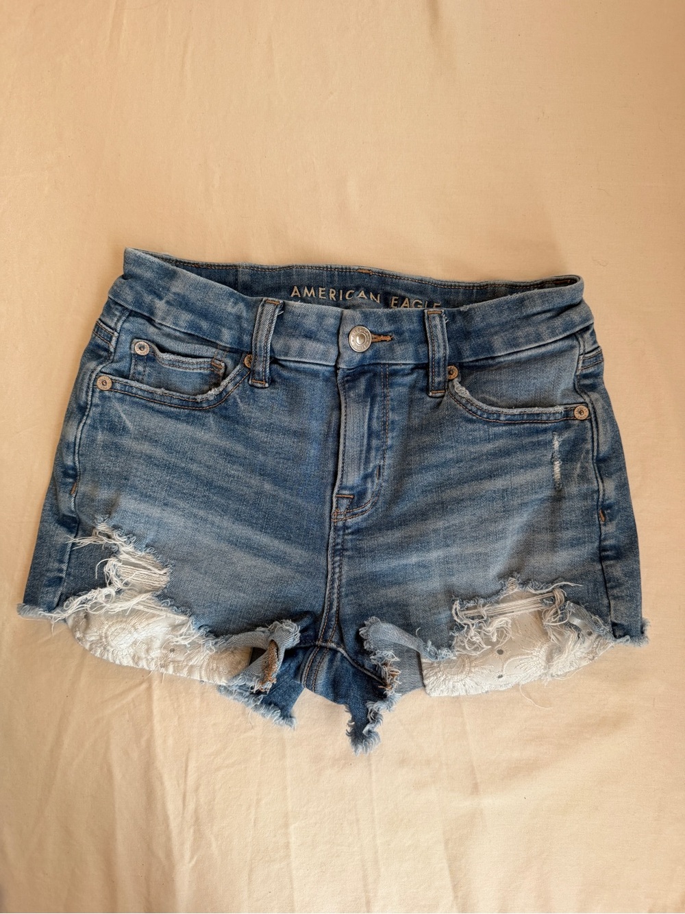 American Eagle Outfitters Light Blue Distressed Denim Cutoff Shorts